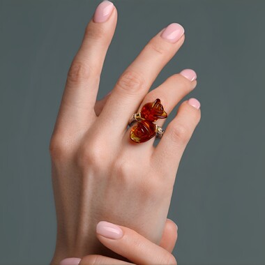 Anillo en plata con Ámbar (Gems en Vogue)