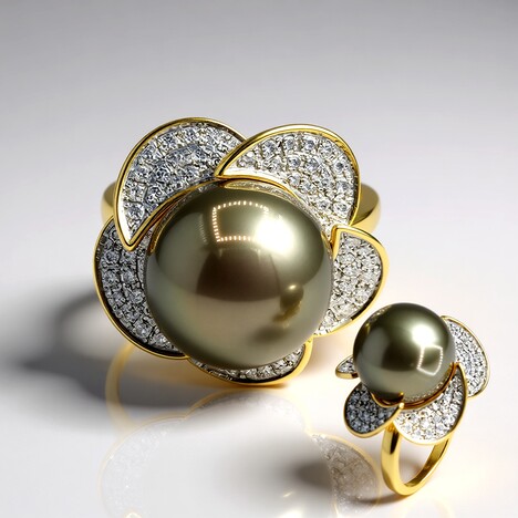 Anello in oro con Perla Tahitiana (TPC)