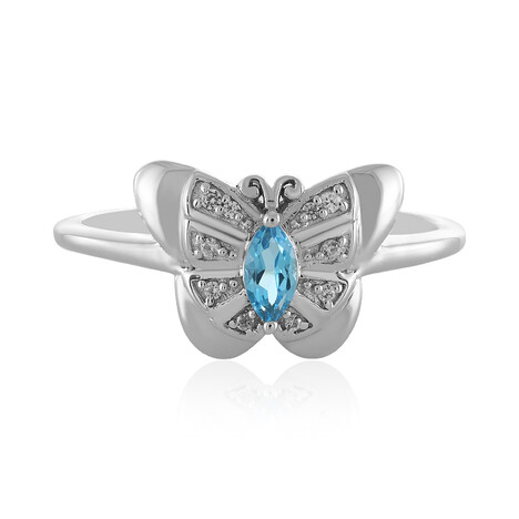 Bague en argent et Topaze bleu Suisse