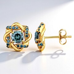 Boucles d'oreilles en or et Diamant bleu ciel I2 (SUHANA)