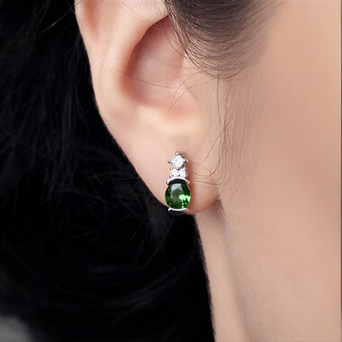 Boucles d'oreilles en argent et Apatite verte