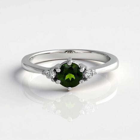Anello in argento con Diopside Russo