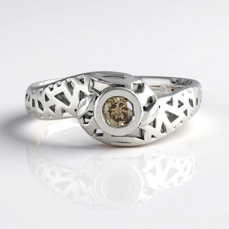 Anello in argento con Diamante Champagne I2 (Ornaments by de Melo)