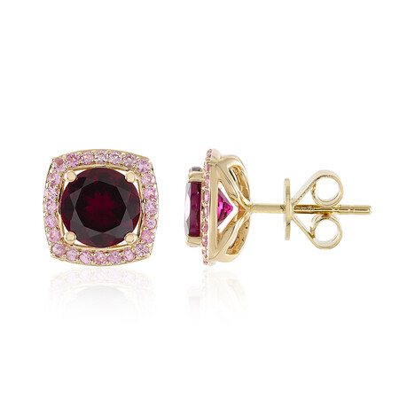 Pendientes en oro con Rodolita frambuesa AAA (SUHANA)