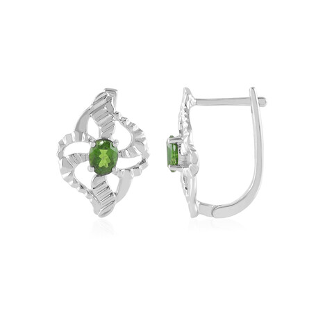 Zilveren oorbellen met Russische diopsiedstenen