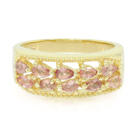 Gouden herenring met Onverhitte Padparadscha Saffieren