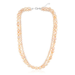 Collar en plata con Perla naranja Freshwater