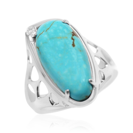 Bague en argent et Turquoise Lac Carico  (Anne Bever)