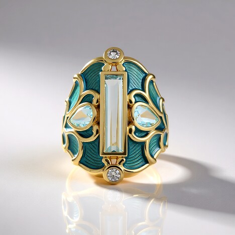 Anello in argento con Topazio Blu Cielo (Adela Silber)