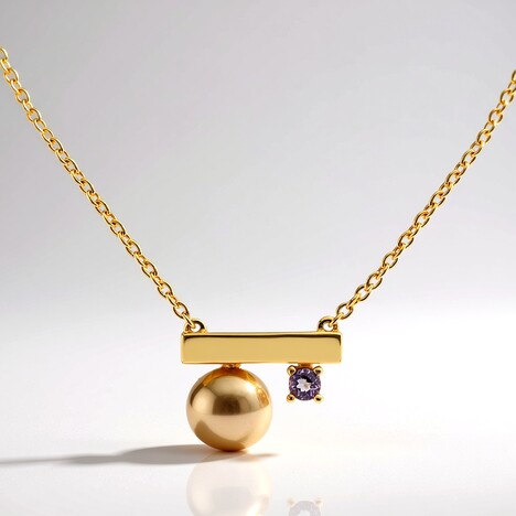 Collana in argento con Perla Ming color Pesca (TPC)
