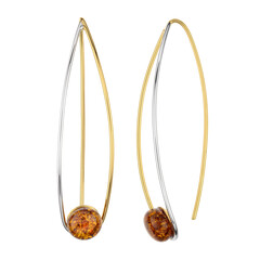 Pendientes en plata con Ámbar báltico cognac
