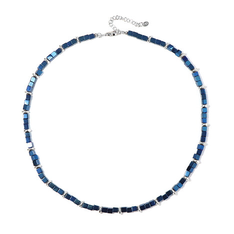 Zilveren halsketting met Royal Blue Hematieten