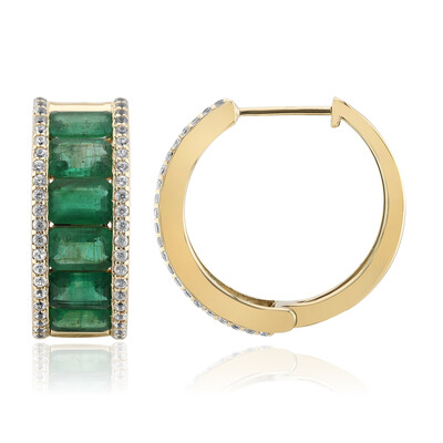 Boucles d'oreilles en or et Emeraude de Zambie