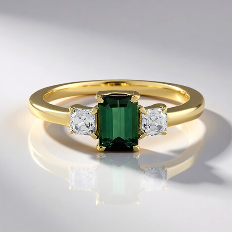 Anello in oro con Tormalina Verde di Benedito (Adela Gold)