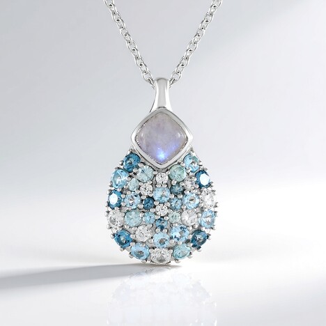 Collana in argento con Pietra di Luna Blu (KM by Juwelo)