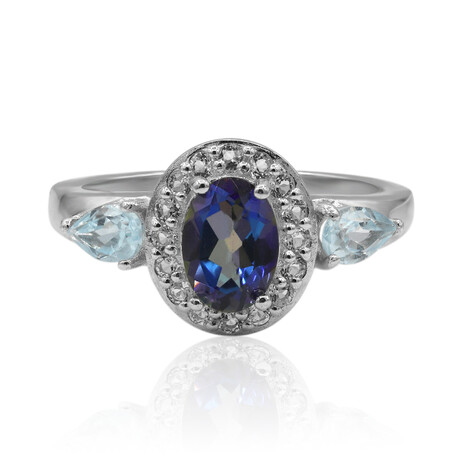 Anello in argento con Topazio Mistico Blu