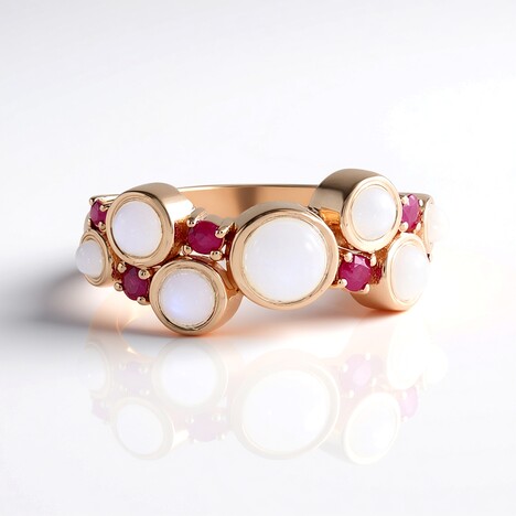 Anello in argento con Pietra di Luna Bianca (KM by Juwelo)