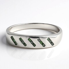 Anello in argento con Diamante Verde Smeraldo
