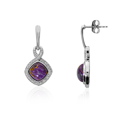 Violetter Kingman Mohave-Türkis-Silberohrringe