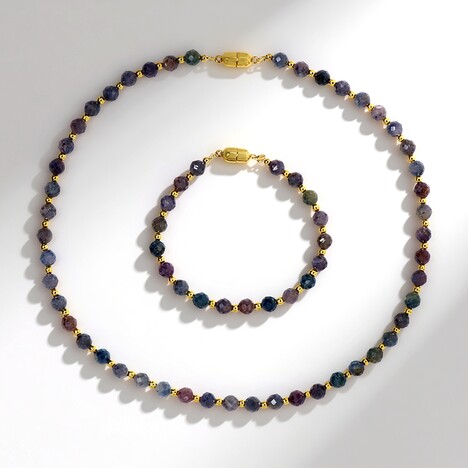 Parure en argent et Saphir multicolore (Riya)