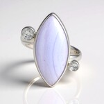 Anello in argento con Agata Lace Blu (Bali Barong)