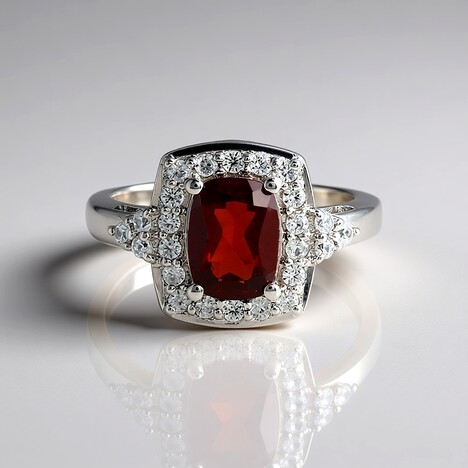 Anello in argento con Granato Mozambico