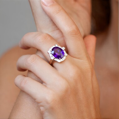 Bague en argent et Améthyste de Zambie