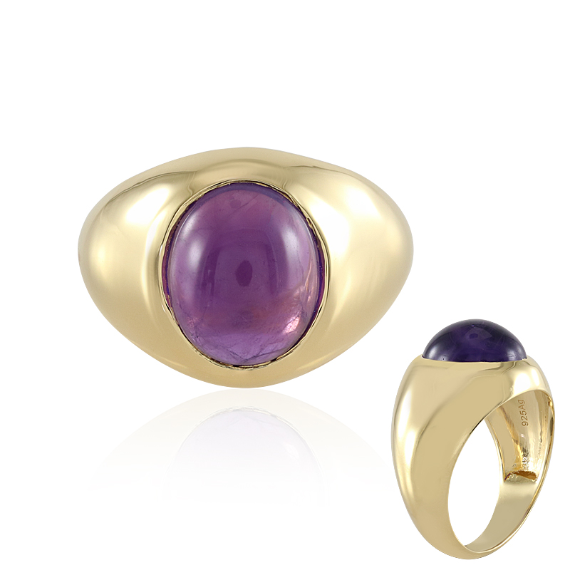 Anello fatto a mano con pietra preziosa di ametista naturale e