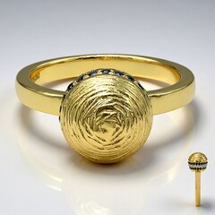 Anello placcato in oro con Spinello Nero