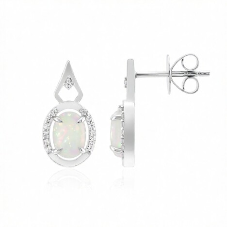 9K Brazilian White Opal Gold Earrings