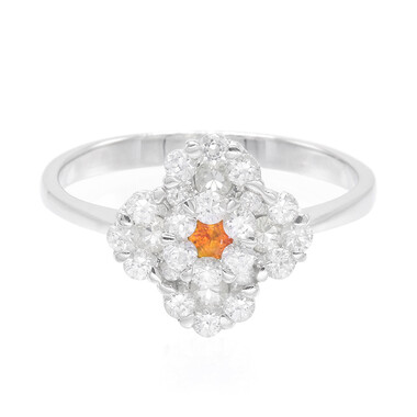 Oranger Saphir-Silberring