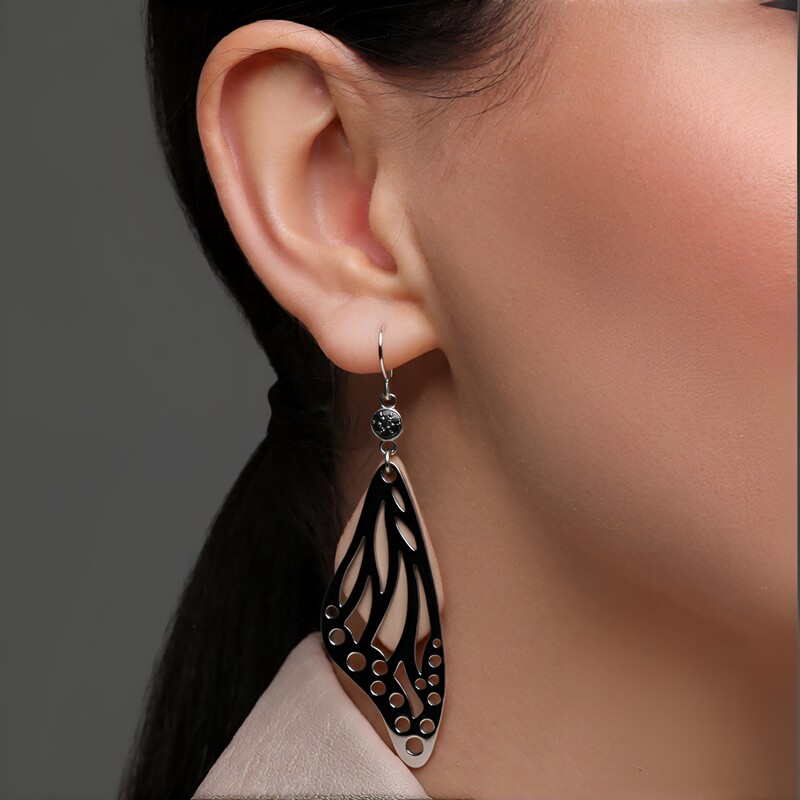 Pendientes en plata con Diamante negro