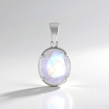 Colgante en plata con Piedra de Luna arcoíris