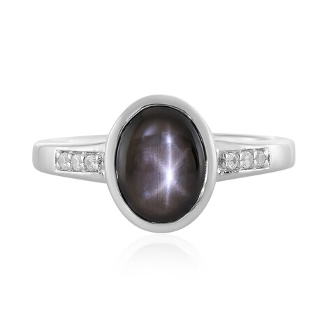 Anillo en plata con Zafiro estrella negra