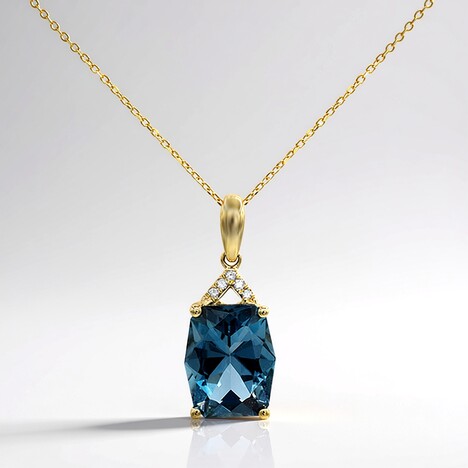 Collana in oro con Topazio Blu Londra