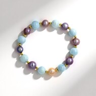 Armband met een Perzik zoetwater kweekparel (Riya)