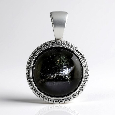 Pendentif en argent et Diopside étoilé d'Inde