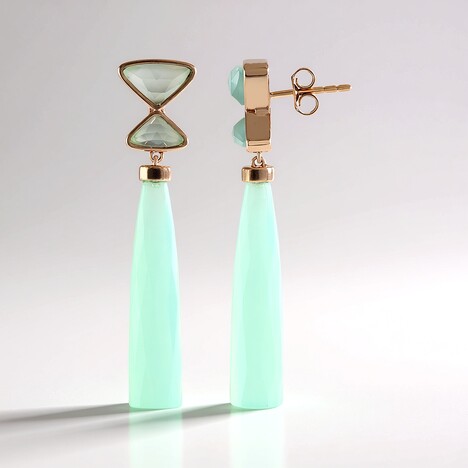 Orecchini in argento con Calcedonio Verde (KM by Juwelo)