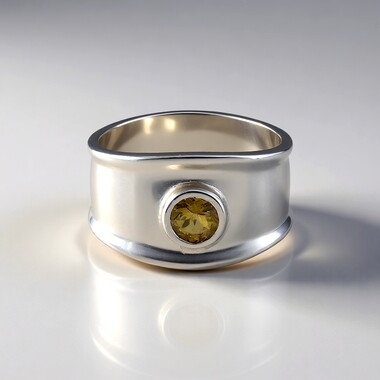 Unheated Yellow Tanzanite Silver Ring