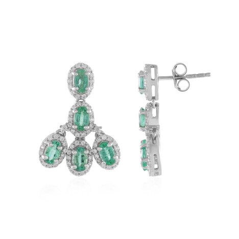 Russischer Smaragd-Silberohrringe
