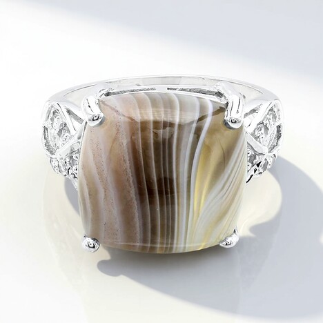 Anello in argento con Agata Botswana
