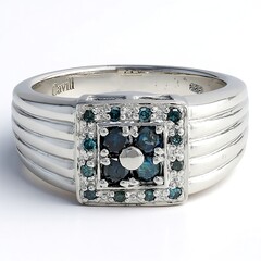 Anello da uomo placcato in platino con Diamante Fancy