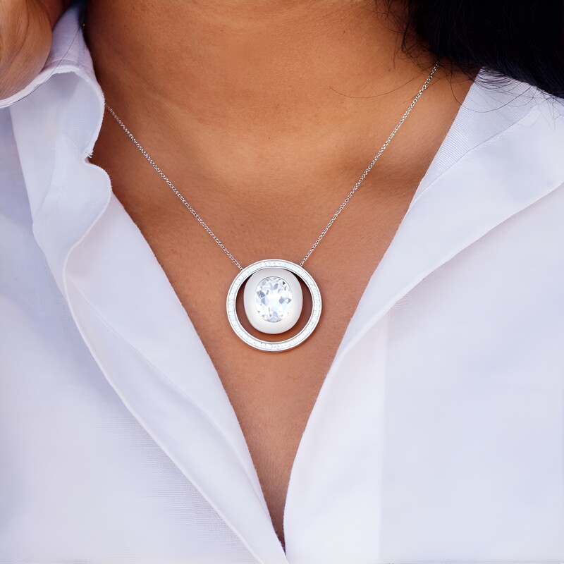 Weißer Topas-Silberanhänger (MONOSONO COLLECTION)