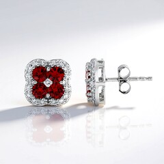 Boucles d'oreilles en argent et Rubis de Tanzanie