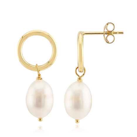 Weiße Süßwasserzuchtperlen-Silberohrringe