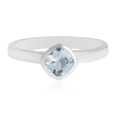 Anillo en plata con Topacio azul cielo