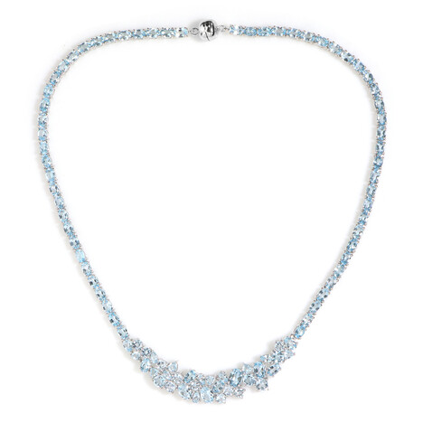 Zilveren halsketting met een hemel-blauwe topaas