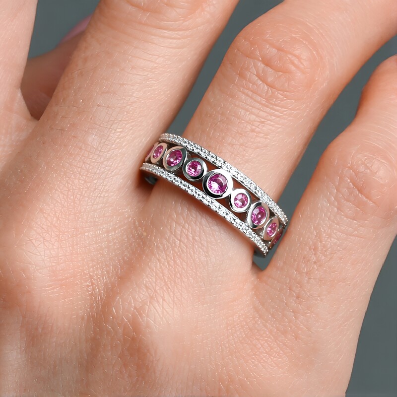 Anillo en plata con Turmalina rosa de Nigeria