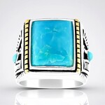 Anello in argento con Turchese Kingman Mohave Blu (Jones Lee)