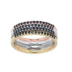 Zilveren ring met zwarte spinelstenen